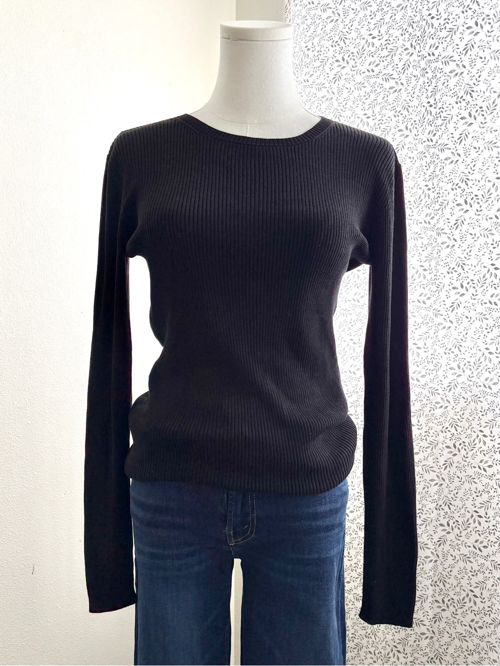 Pendleton Black Ribbed Knit Long Sleeve Sweater Top Women’s Size Large